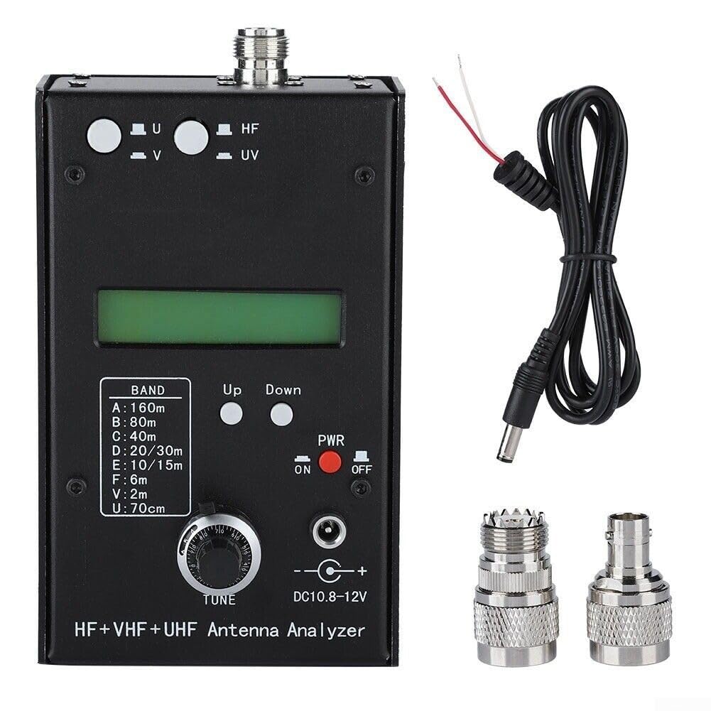 AW07A Analyseur d'antenne Testeur, 160 m HF/VHF/UHF Impédance SWR Analyseur avec fonction compteur LC, noir