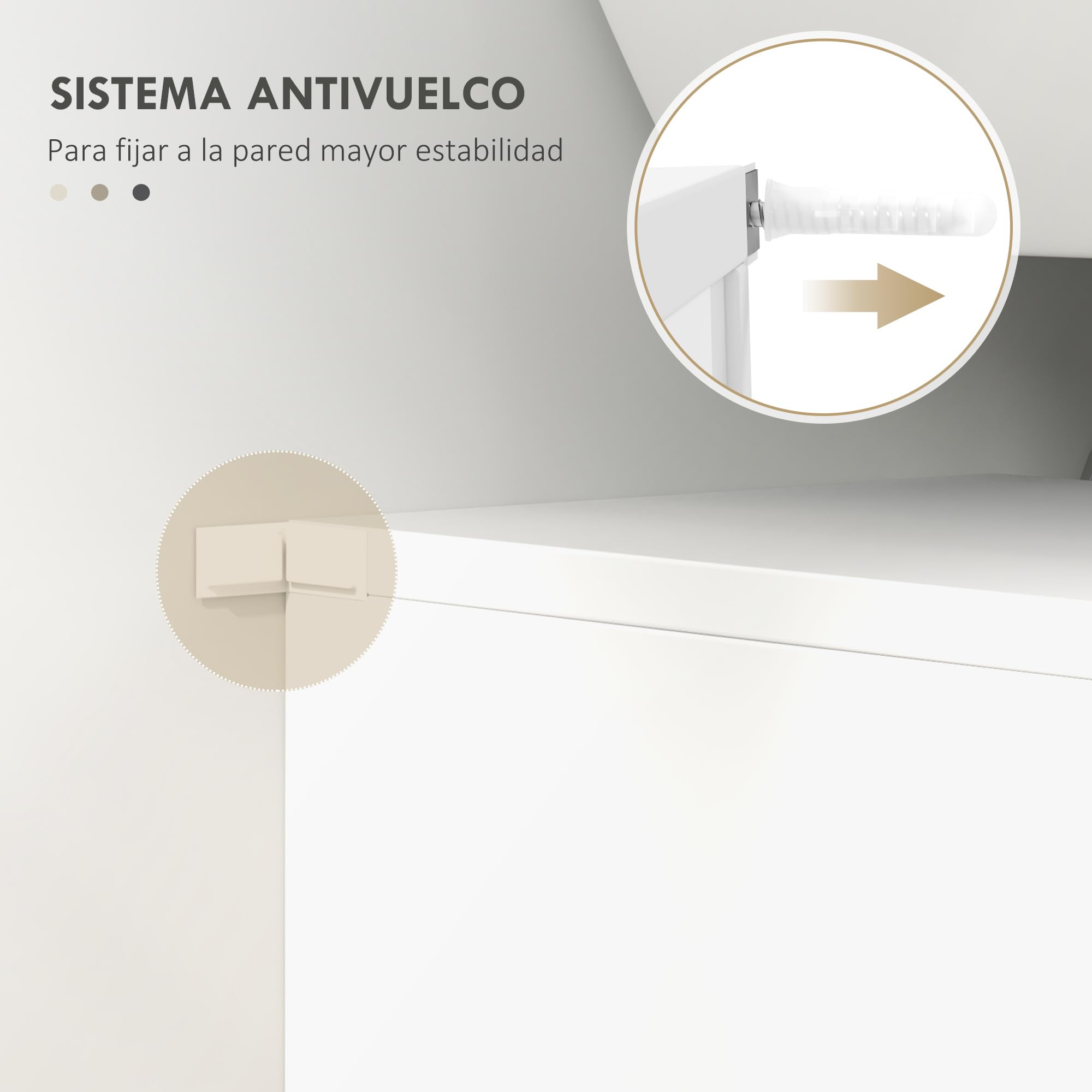 kleankin Mueble para Debajo del Lavabo Armario de Baño de Pared con 2 Puertas y Estante Interior Ajustable Estilo Moderno 60x30x62,5 cm Blanco