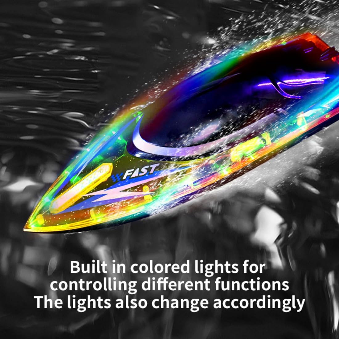 NULA Barca radiocomandata ad alta velocità per piscina, lago, fiume e laghetto, 2,4 GHz, barca ad acqua da corsa proporzionale, doppio motore con luce LED, per adulti, hobbisti, blu