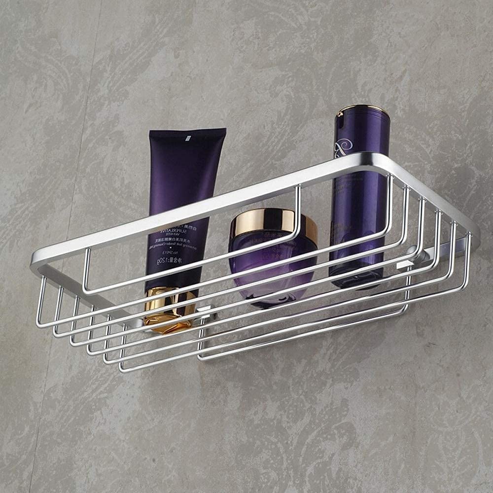 Estante organizador de aluminio para baño con cesta de jabón de drenaje, estante rectangular de almacenamiento para inodoro, ducha, estante de pared, decoración del hogar y accesorios de baño
