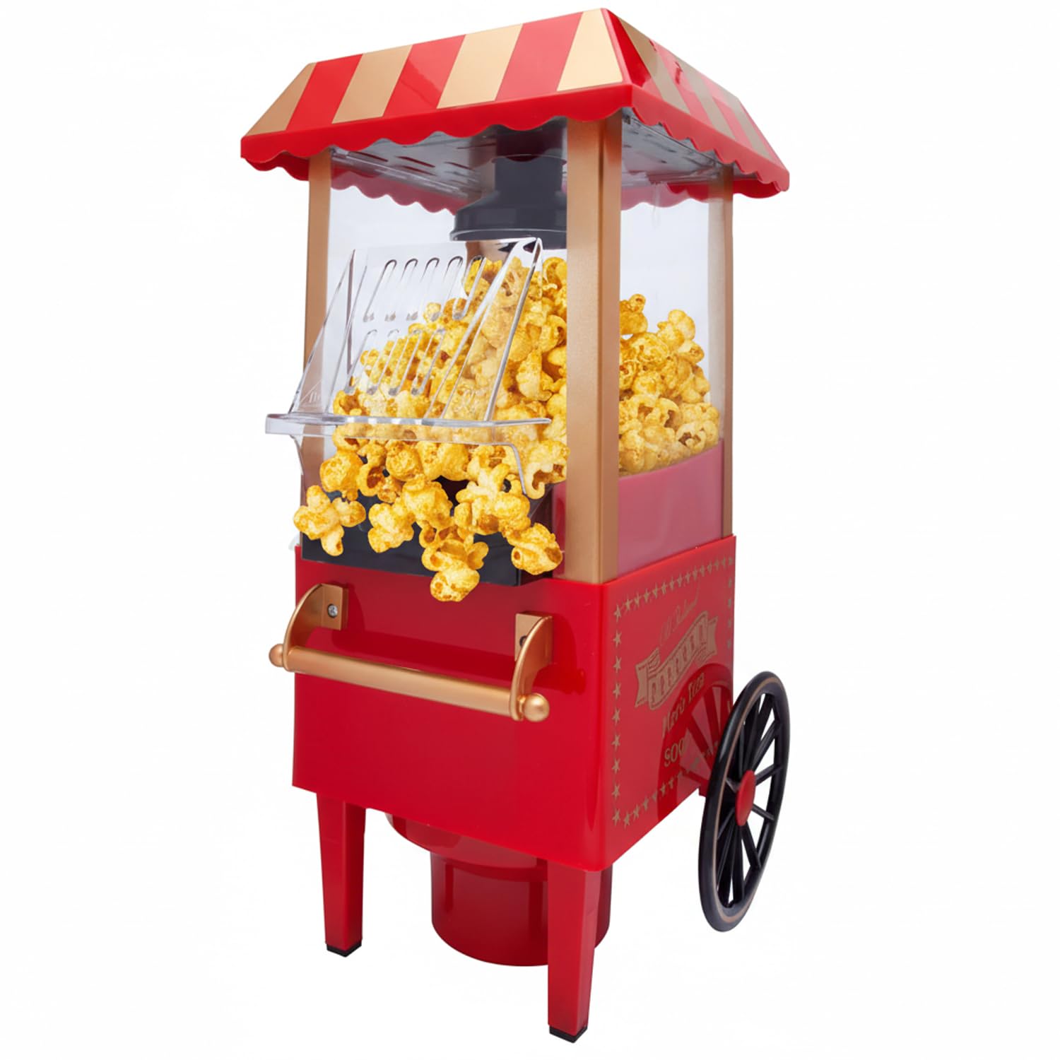 SOGO Machine à Pop-Corn rétro Vintage avec Chariot de Mesure - Machine à Pop-Corn 1200 W sans Huile ni Beurre, Facile à Utiliser et à Nettoyer, sûre et Durable, idéale pour Les fêtes (SS-11330)