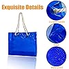 TotePrint Damen PVC-Handtasche Transparente PVC-Einkaufstasche mit Seilhalter Groß wasserdichte Sporttasche Sommer Pool Party Strand Blau, 36,5 x 32 x 12 cm (1pcs) (violett) #2