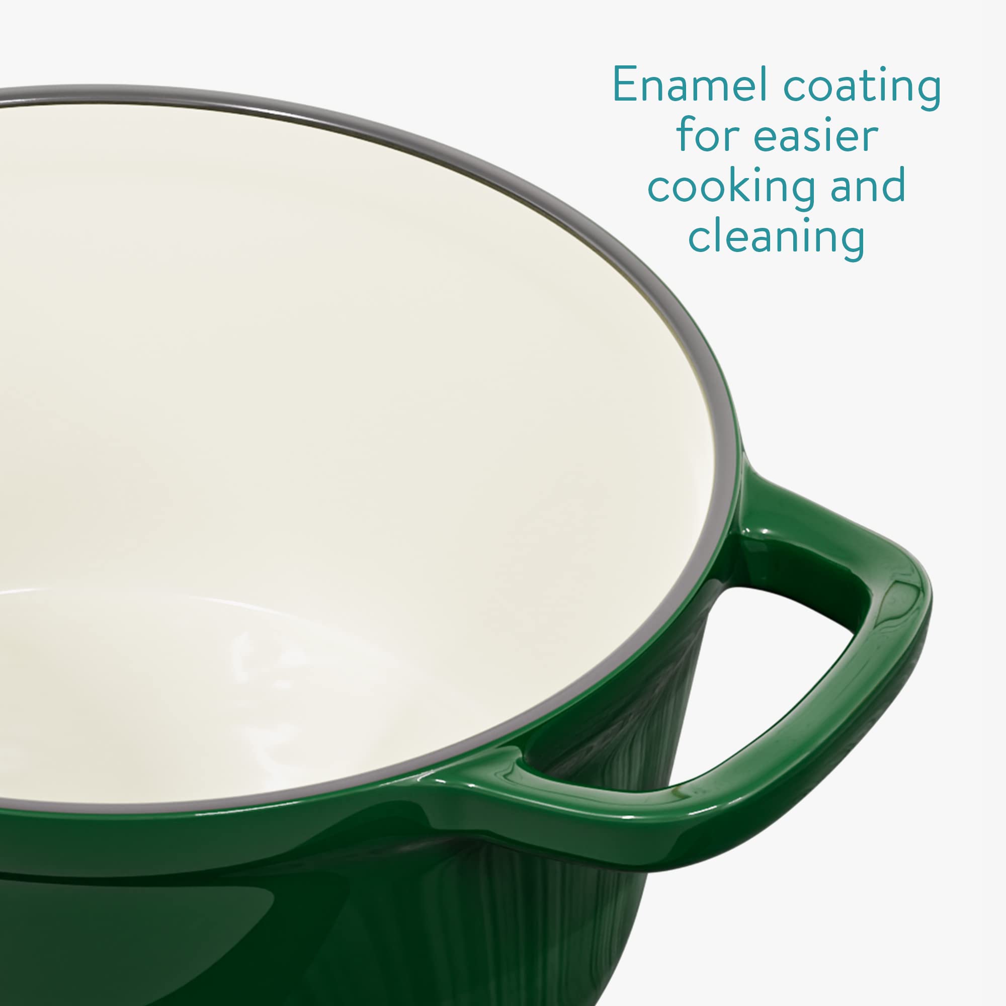 Navaris Casseruola in Ghisa Smaltata - Pirofila Cocotte Ø20cm Coperchio - Cottura Grill Forno Fornelli a Induzione Fuoco - Pentola Verde Scuro Lucido
