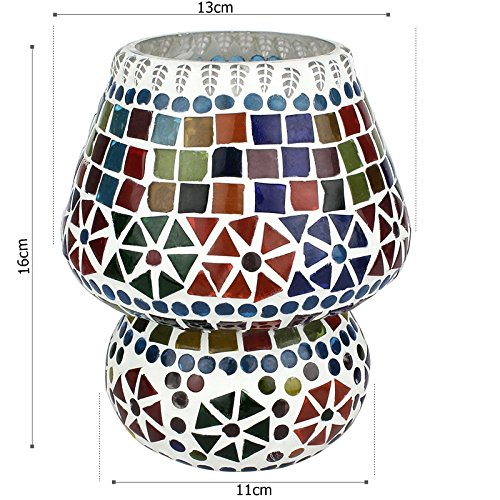 Image of 6.5 inches Mushroom Shaped Glass Table lamp for Bedside Living & Home Decoration Turkish lamp (Multicolour, Bulb not Included)