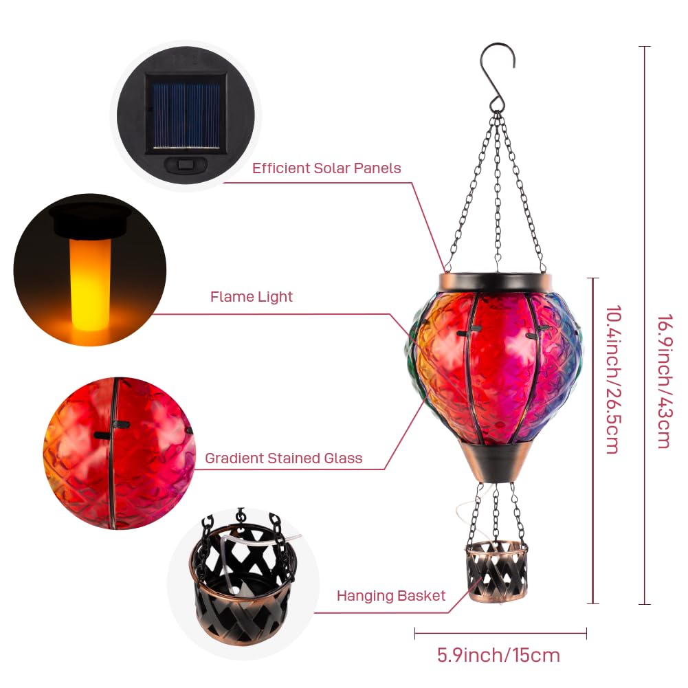 Lanterne Solaire Montgolfière : Flamme Bleue Vacillante, étanche