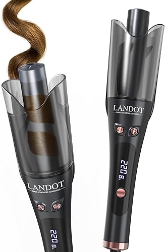 LANDOT Automatic Rotating Curling Iron 1-Inch - Versatile Styling for Salon Waves, Curls & Spirals | 8 Temp Settings & Anti-Scald Design for All Hair Types | Perfect for Daily Use & Beginners