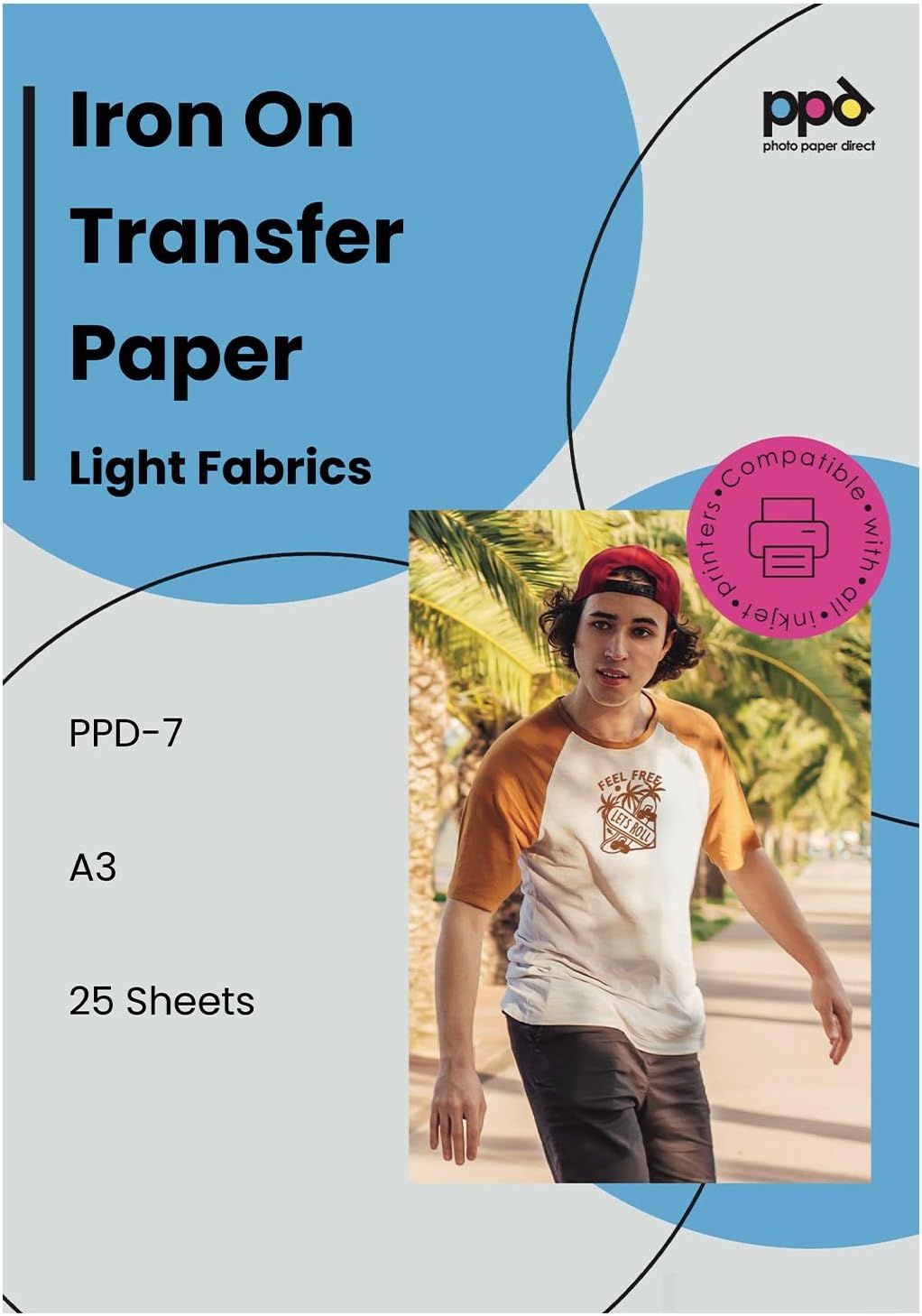 PPD Inkjet Premium T Shirts Transfer Paper A3 for Light and White Fabrics x 25 Sheets PPD-7-25