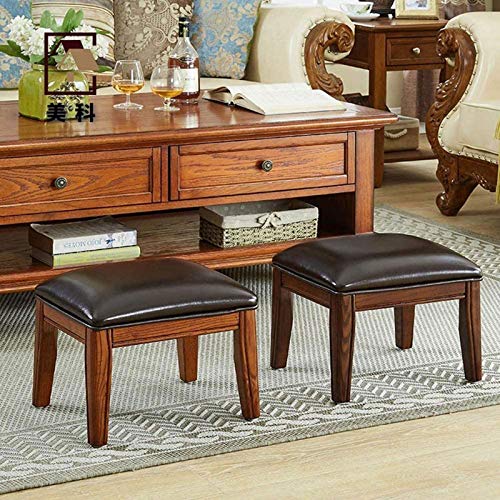 Reposapiés de madera maciza y taburete de sofá clásico retro para salón 5