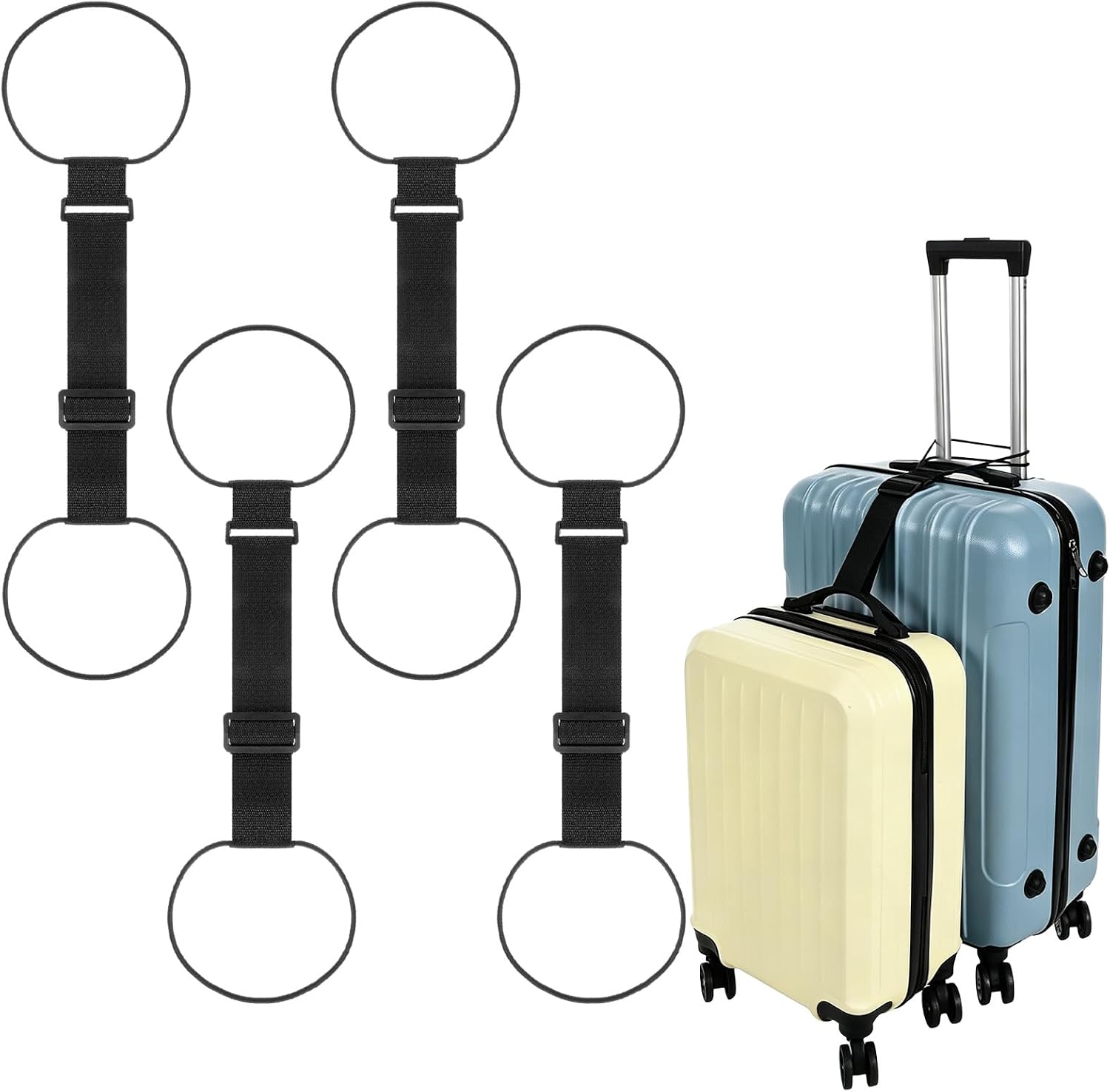 4 Pack Luggage Straps for Suitcases, Sturdy Suitcase Connector Strap