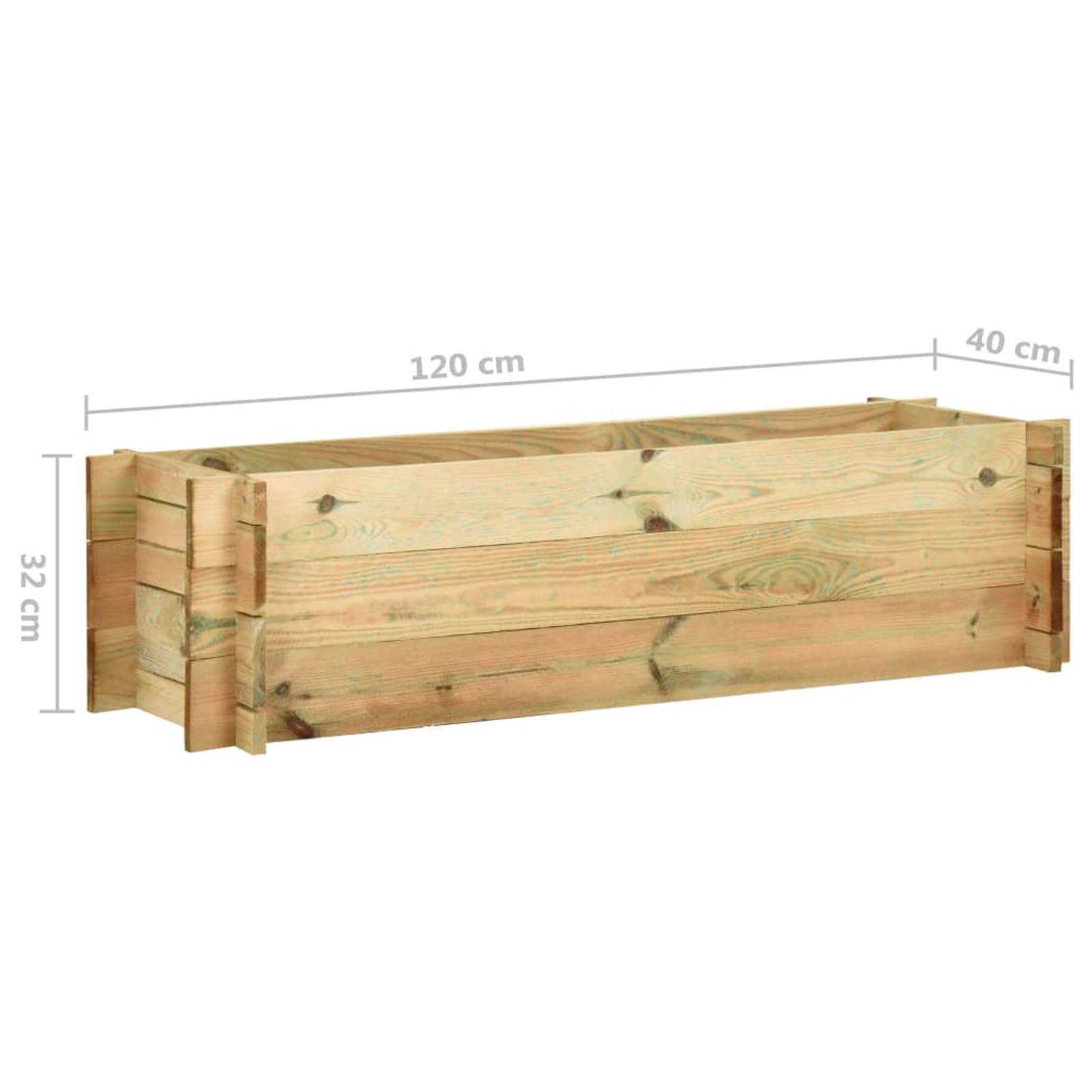 Donica na rośliny, podwyższona grządka z drewna sosnowego, impregnowana, 120 cm, odporna na warunki atmosferyczne, wytrzymała, łatwa w pielęgnacji, podwyższona grządka ogrodowa, skrzynka na