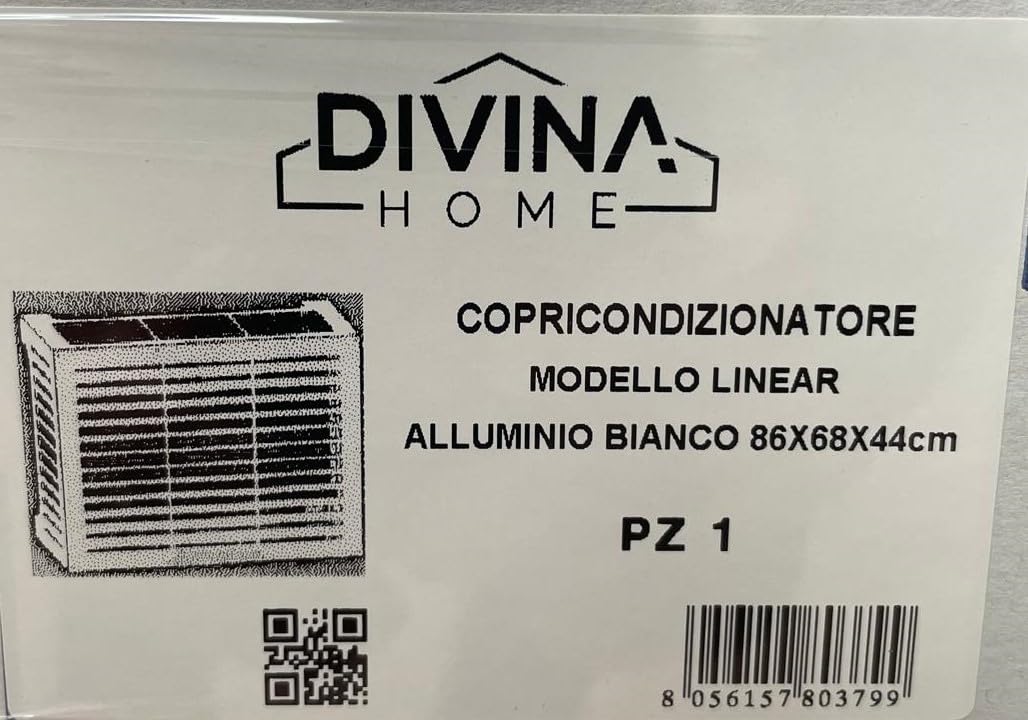 DIVINA HOME Copricondizionatore copertura per climatizzatore LINEAR M Bianco in alluminio L86 x P44 x H68 cm