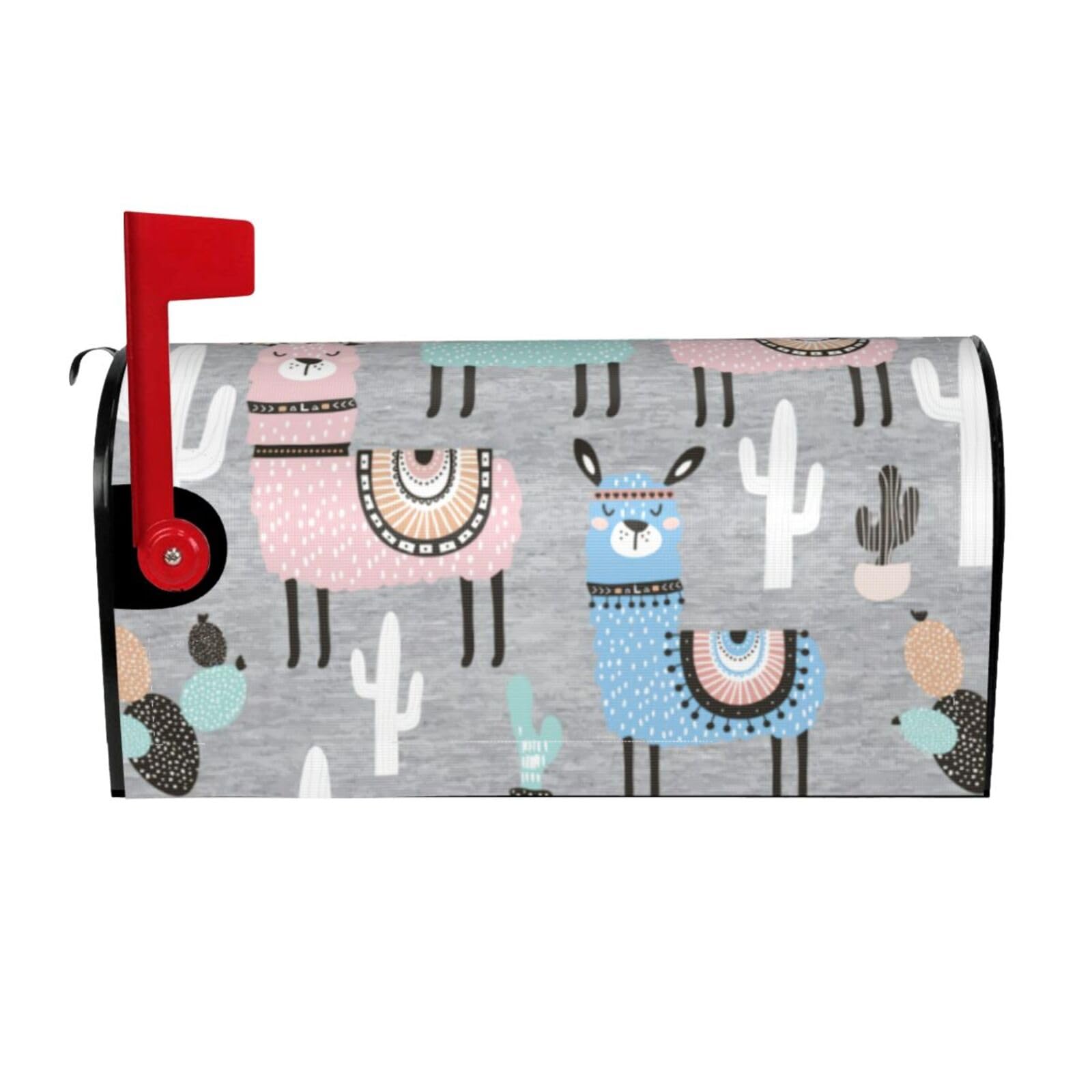 Llama Cactus Print Mailbox Cover Wraps Post Letter Box Cover Decor For Outside Garden Yard Farmhouse Home