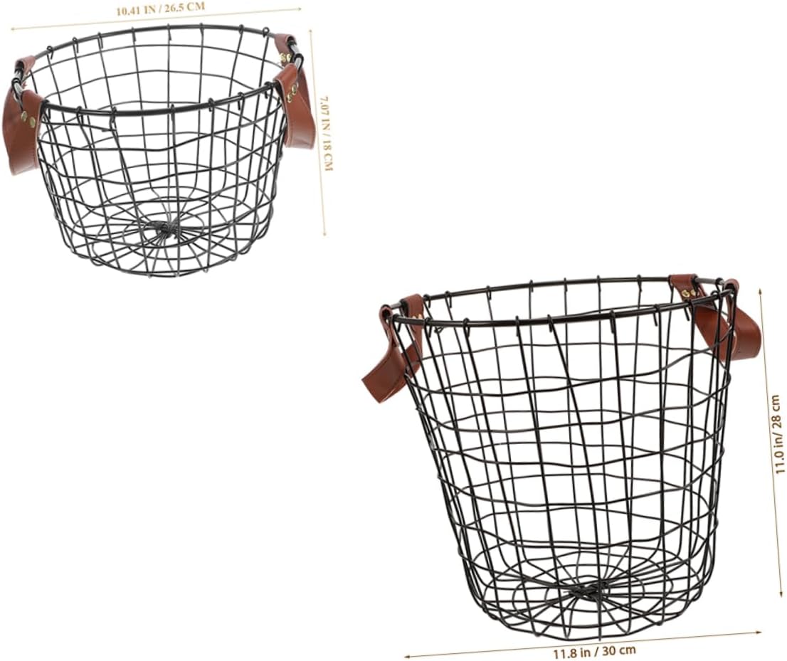 2pcs Rustic Firewood Holder Metal Decorative Storage Basket for Outdoor Decor Large Capacity Wire Basket Handle Firewood Carrier and Organizer