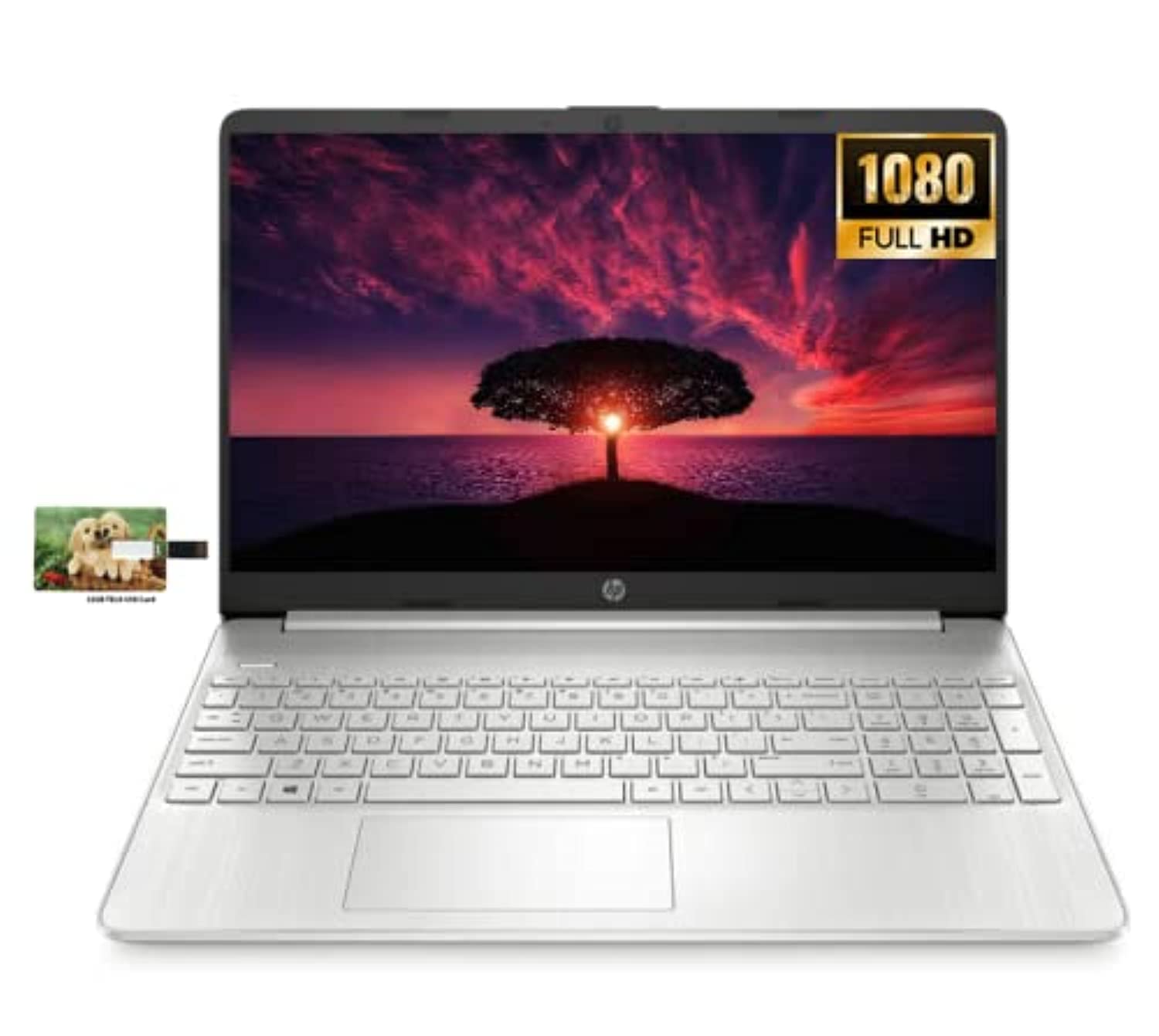 HP 15 Business Laptop Computer, 11th Gen Intel Core i5-1135G7, 15.6" FHD IPS Display, Windows 11 Pro, 12GB RAM, 256GB SSD, Wi-Fi, Bluetooth, HDMI, AC Smart pin, 32GB Tela USB Card