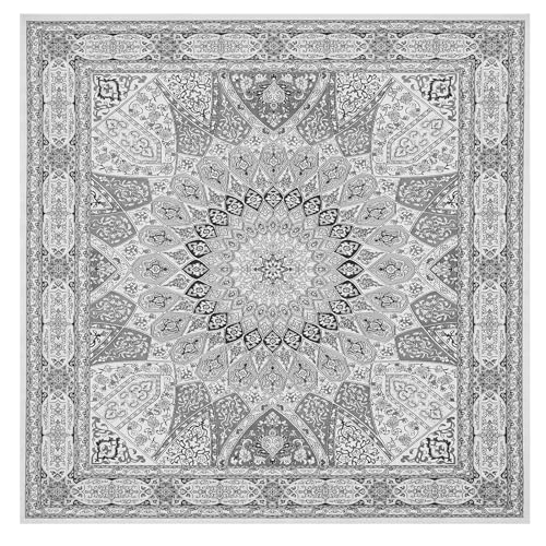 ARUGYTEI Alfombra Cuadrada,Oriental Tradicional Vintage Patrón Clásico, Black Grey,70 x 70 cm, Salón Dormitorio Habitación de los niños