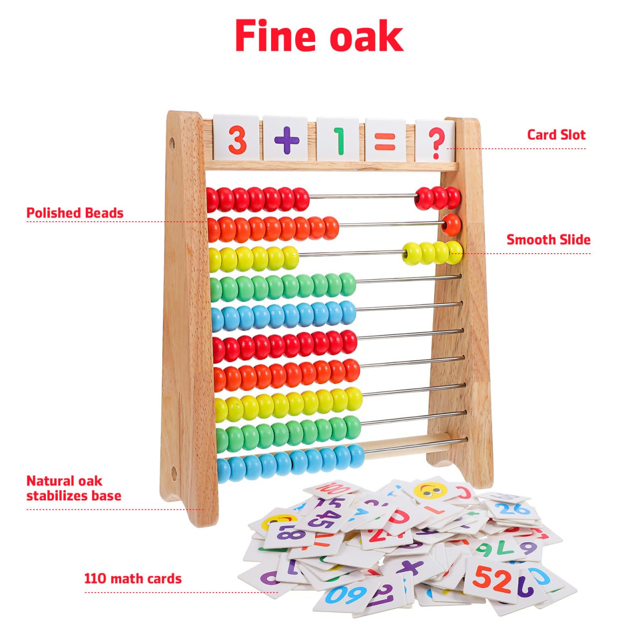 CLISPEED Wooden Abacus Math Counting with Cards Colorful Bead Counter for Early Learning and Arithmetic Development Smooth Sturdy Frame Educational Math Tool - Image 3
