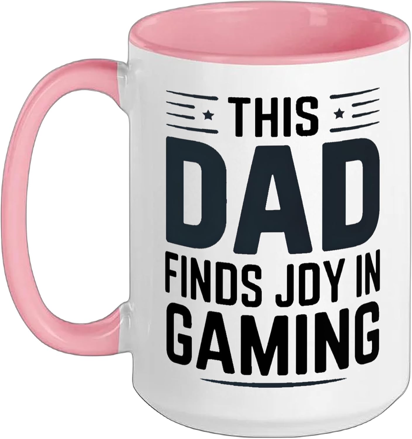 This Dad Finds Joy In Gaming Video Game Father Ceramic Mug, Pink/White, 15oz
