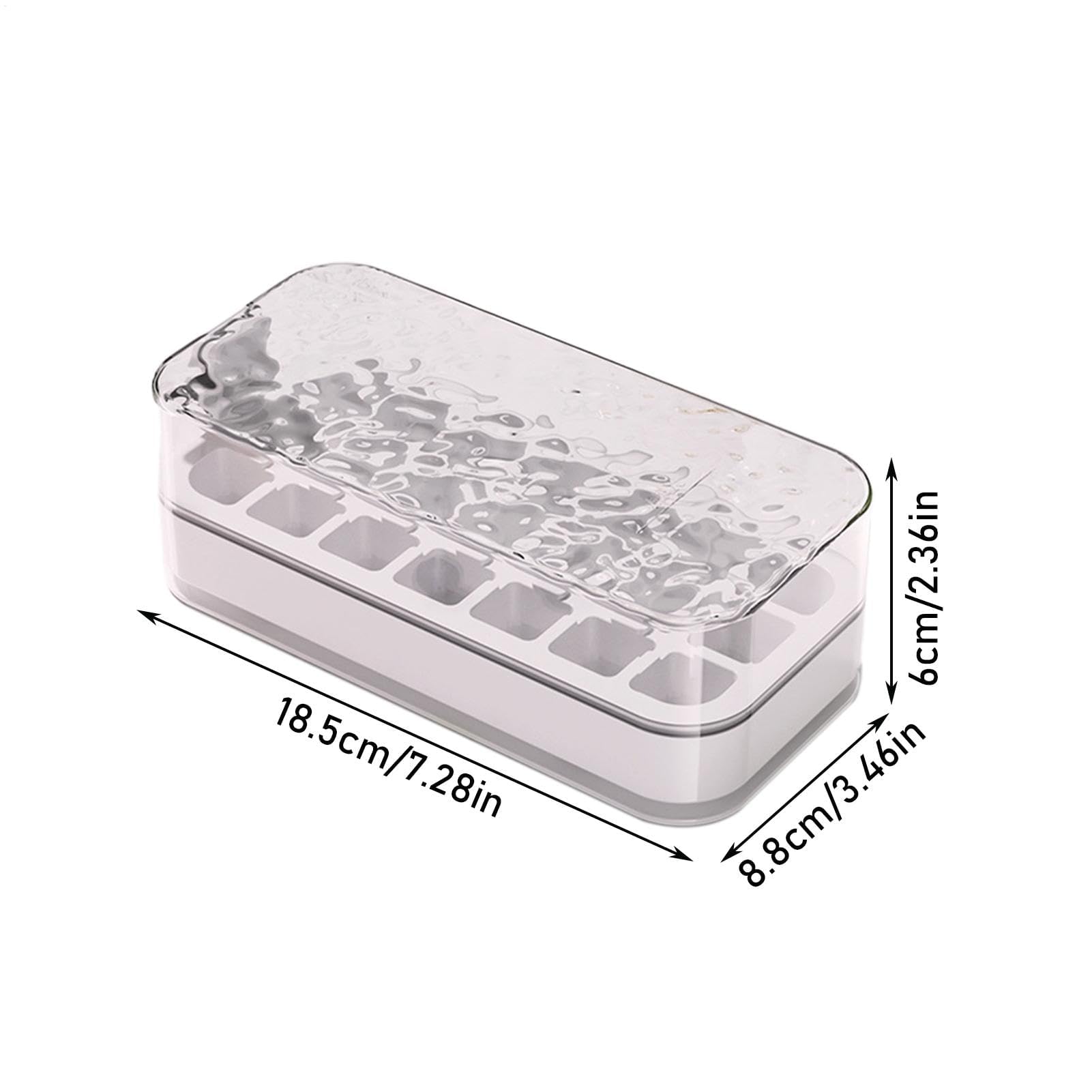 Eiswürfelform, Eiswürfelbehälter for den Gefrierschrank, Pressbehälter mit Schaufel, leicht abnehmbare Gefrierform, 7,28 x 3,46 2,36 Zoll(White.)