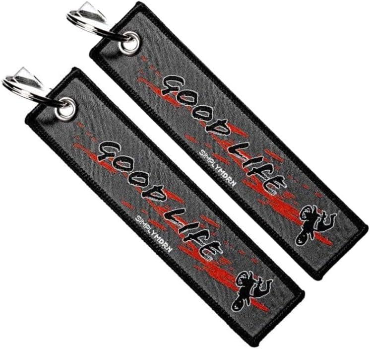 SIMPLYMDRN 刺繍入りキーチェーン プレミアム品質キータグ オートバイ、車、スクーター、ATV、UTV、車、ギフト用 [Ju