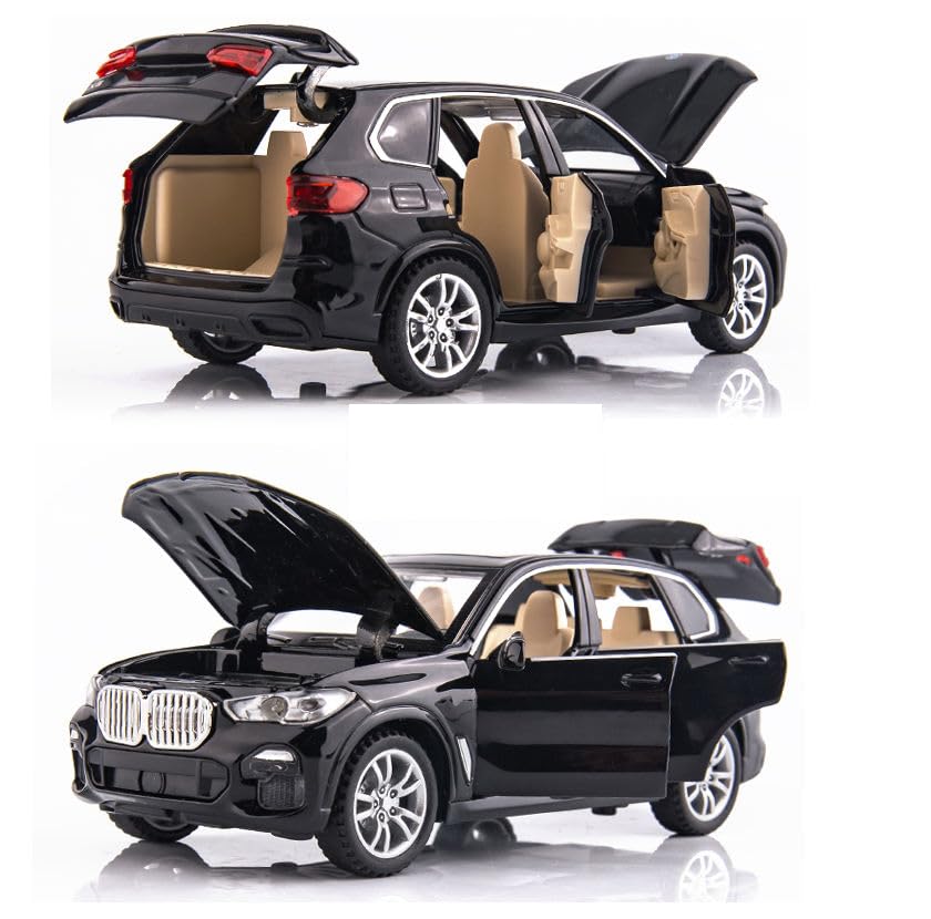 Image of 1:32 Scale New X5 Alloy Pickup Car Toy Metal Pull Back Diecast Car with Openable Door and Sound Light, Gifts Toys for Kids【Black】