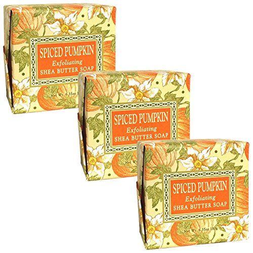 Greenwich Bay Exfoliating Spa Soap SPICED PUMPKIN Enriched with Shea Butter, Pumpkin Seed and Clove Oil (Pack of 3)