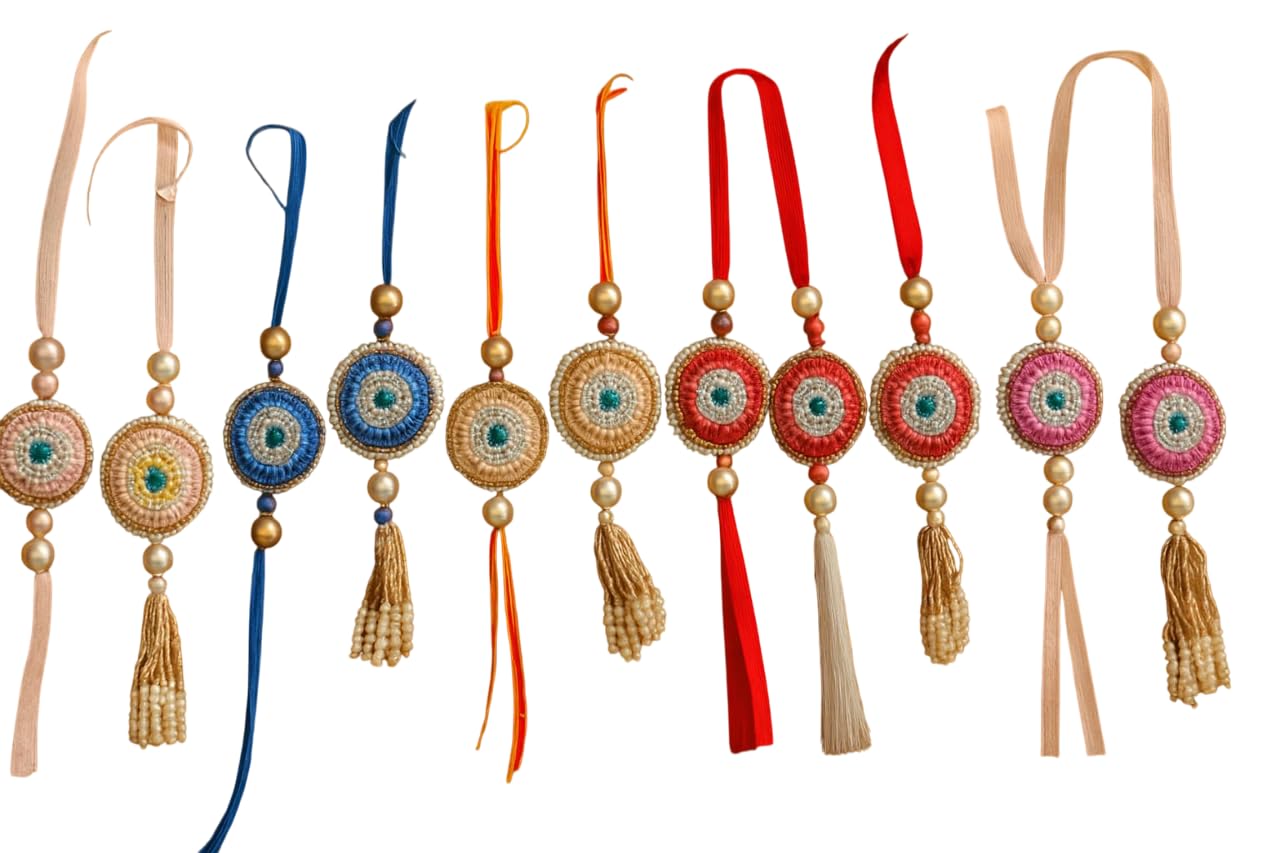 Rakhi for Brother and Bhabhi Evil Eye Rakhi Set for Brother Bhaiya Bhabhi Bhaiya Bhabhi Rakhi Combo with Sweet Candy Rice/Chawal Rakshabandhan Rakhis (rakhi 2) Set of 5-image-18