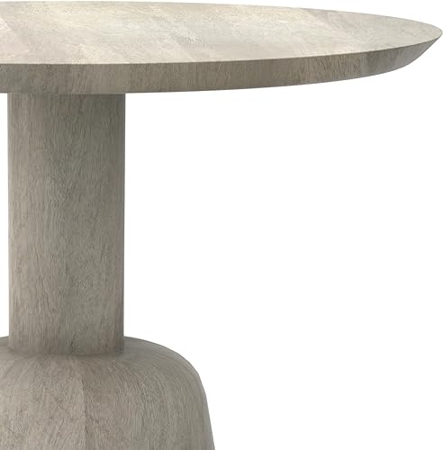 Miniatura 53 de SIMPLIHOME Johnsen - Mesa de metal, 15 pulgadas de ancho, con tambor de hierro macizo, color plata antigua con patrón tribal, mesa auxiliar redonda