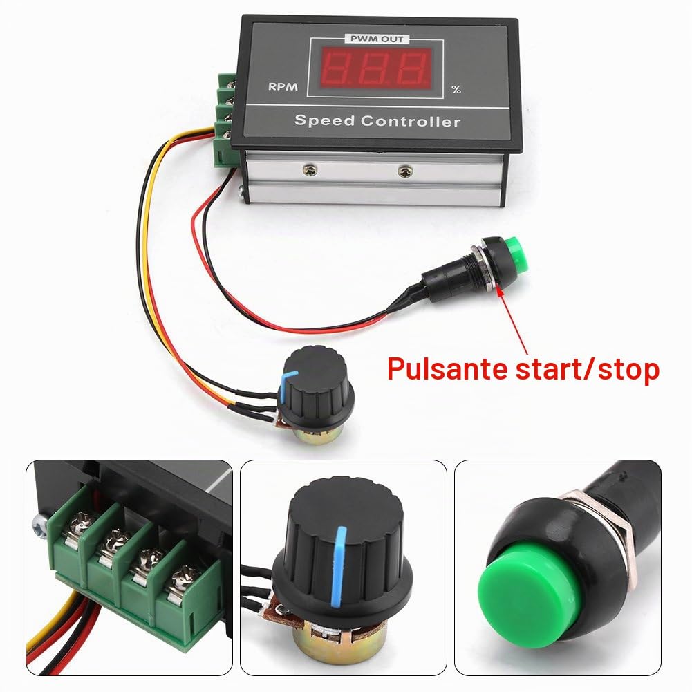 Regolatore di Velocità Regolabile DC con Display Digitale, Controllo Velocità Motore PWM con Interruttore DC 6V-60V