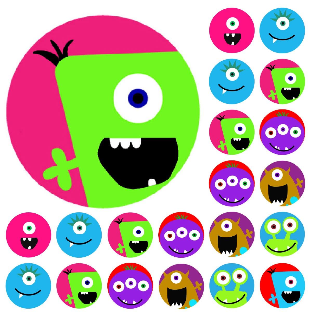 900 Mini Monster Faces 10mm Spot Reward Stickers for Teachers and Planner Charts