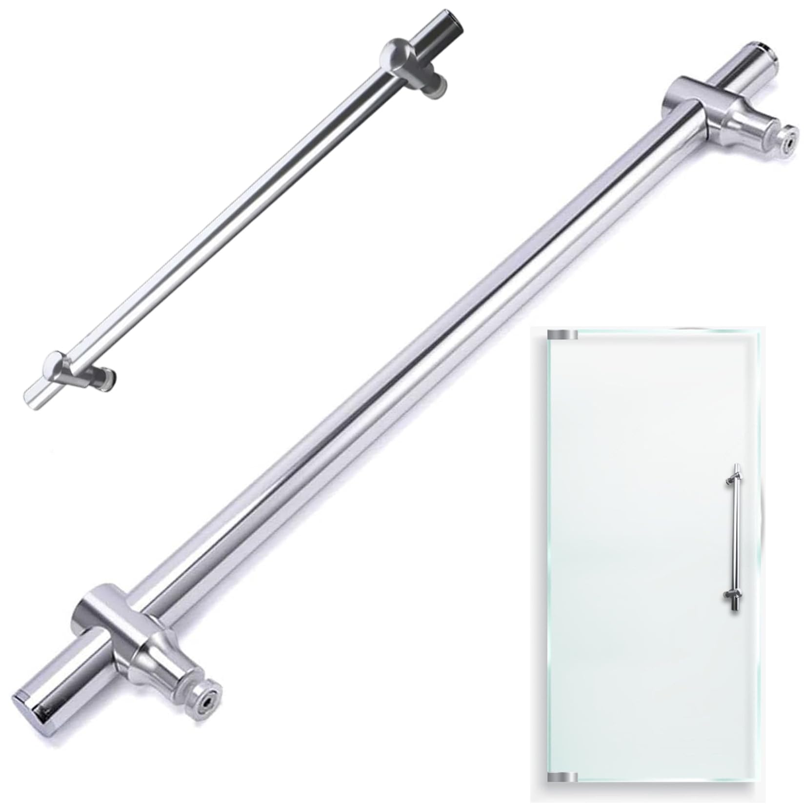 Poignée porte douche coulissante avec barre serviette intégrée alliage aluminium réglable
