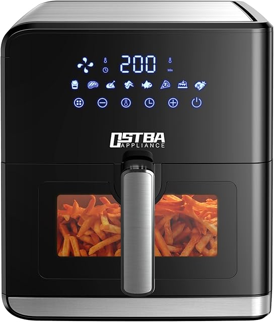 Tiastar Air Fryer, 7.5L Oil Free Air Fryers Home Use 1700W with Clear Window and Rapid Air Technology,8 Presets, LED Touch Screen, Timer & Temperature Control