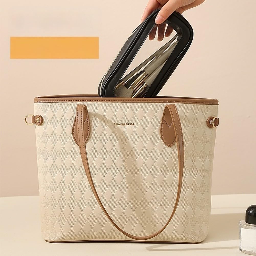 Neceser PVC Transparente Grande Impermeable Maquillaje(White In The Middle)