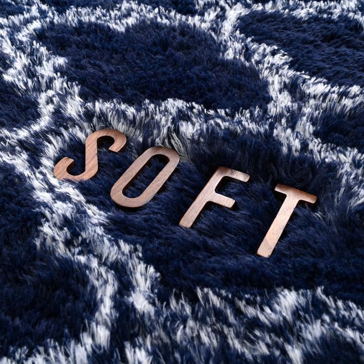 Miniatura 7 de Hutha Alfombras de área grandes de 4 x 6 pies para sala de estar, alfombra moderna súper suave para dormitorio, alfombra geométrica de lujo marroquí