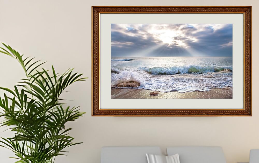 JVERF - JZZG27915 Sea Waves Rays of Light Horizon| Self-Adhesive Painting | Frameless