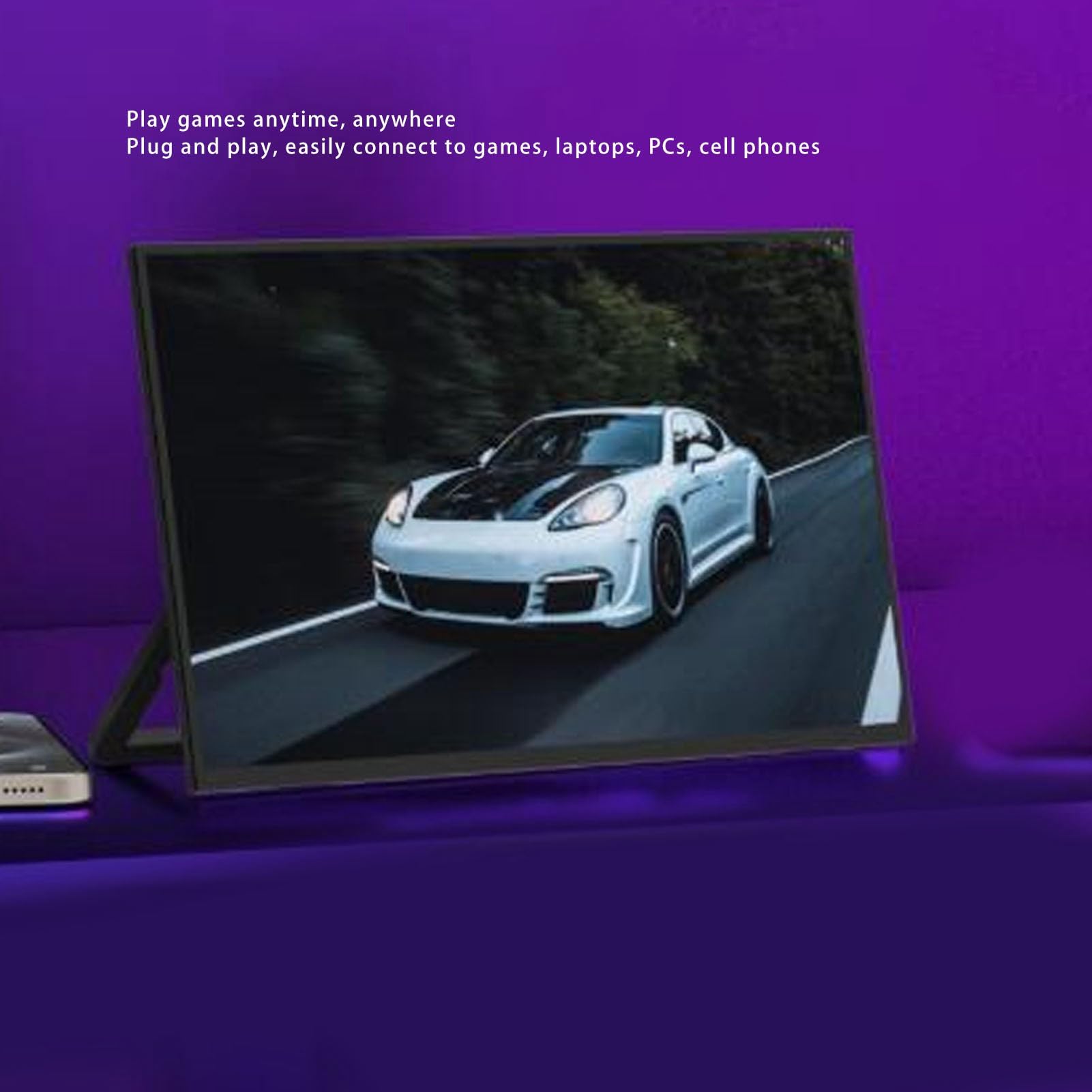 Przenośny Wyświetlacz 15,6 Cala, Ekran IPS Full HD 1080P, Wyjątkowo Cienki, Lekki, Wiele Możliwości Podłączenia, Regulowana Podstawa, do Laptopów, Konsol, Prezentacji