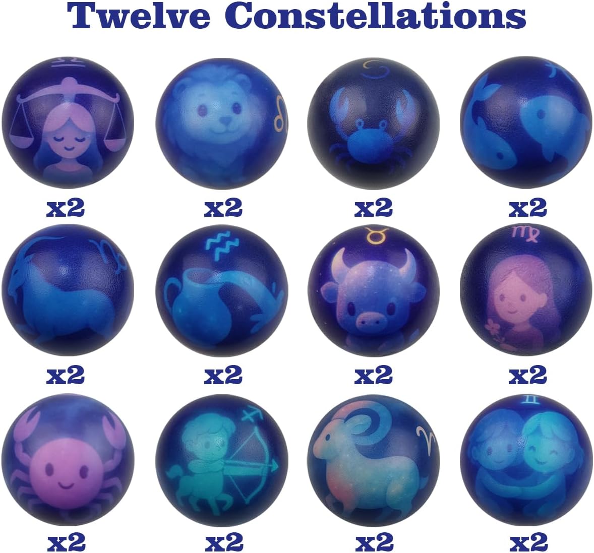 24 Pack Twelve Constellations Slow Rising Squishies with Valentines Cards Galaxy Stress Balls for Kids School Class Classroom Valentines Day Gifts Prizes Party Favors
