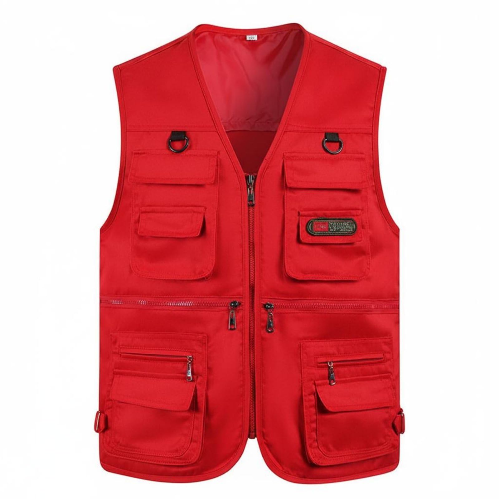 SNAPPSY Loose Fit Multi-Pocket Fishing Vest Plus Photographer's Travel Vest Lightweight Outdoor Work Gilet Zipper Closure for Fishermen, Photographers, Hiking, Red, 3XL-image-43