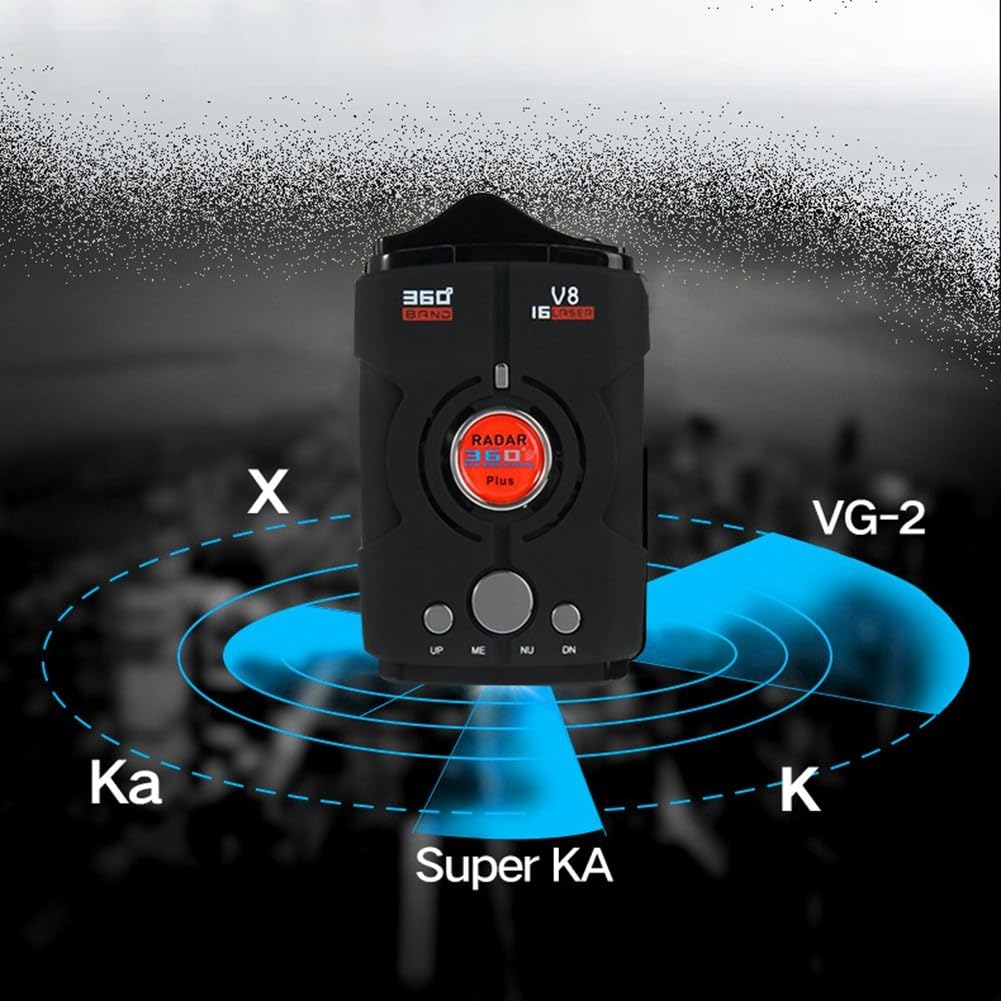 Zoegneer Détecteur de vitesse de voiture à 360 degrés avec système d'alertes vocales radars pour tous les modèles de voiture 12 V Noir