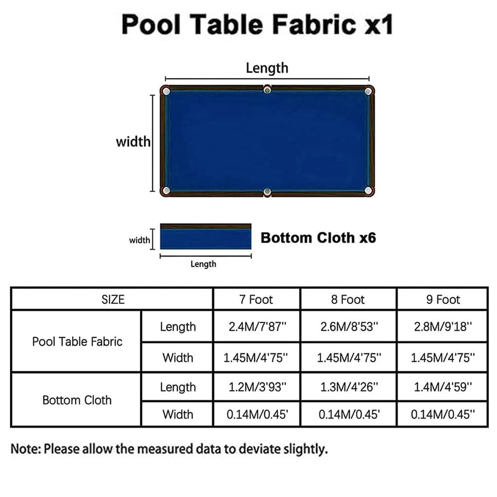 UYSELA Billardtuch, Billard Stoff Billardtisch Filz Billardtuch für 7ft 8ft und 9ft Pooltische Billardtischfilz Mattenstreifen,Bar,Hotel,Professionelle Billardtischdecke,Blau,9ft/2.75m
