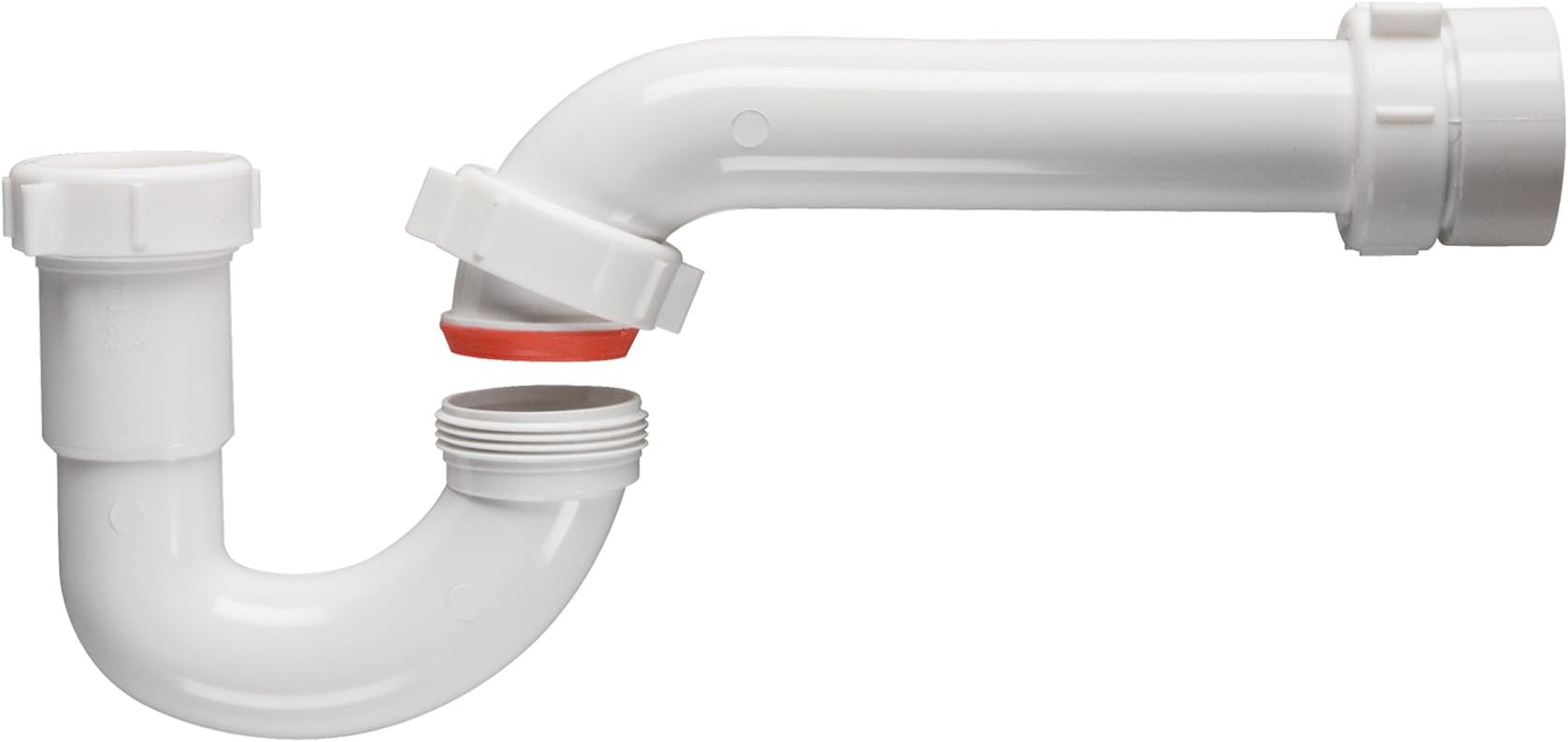 Keeney 400PVCK 1-1/2-Inch by 1-1/2-Inch PVC P-Trap with Marvel Connector for 1-1/2-Inch Schedule 40 Connection, White