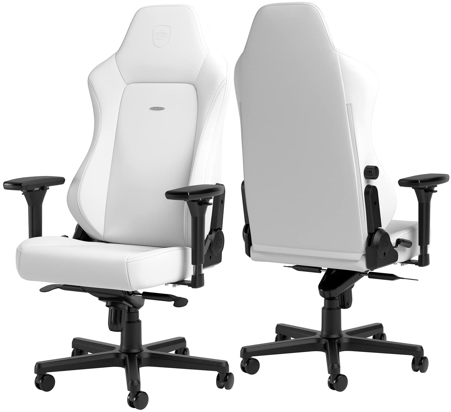 noblechairs Hero Chaise Gaming Blanche - Fauteuil de Bureau Blanc Coussin Inclus - Siege Gamer High-Tech Cuir Synthétique - Chaise Ergonomique - White Edition