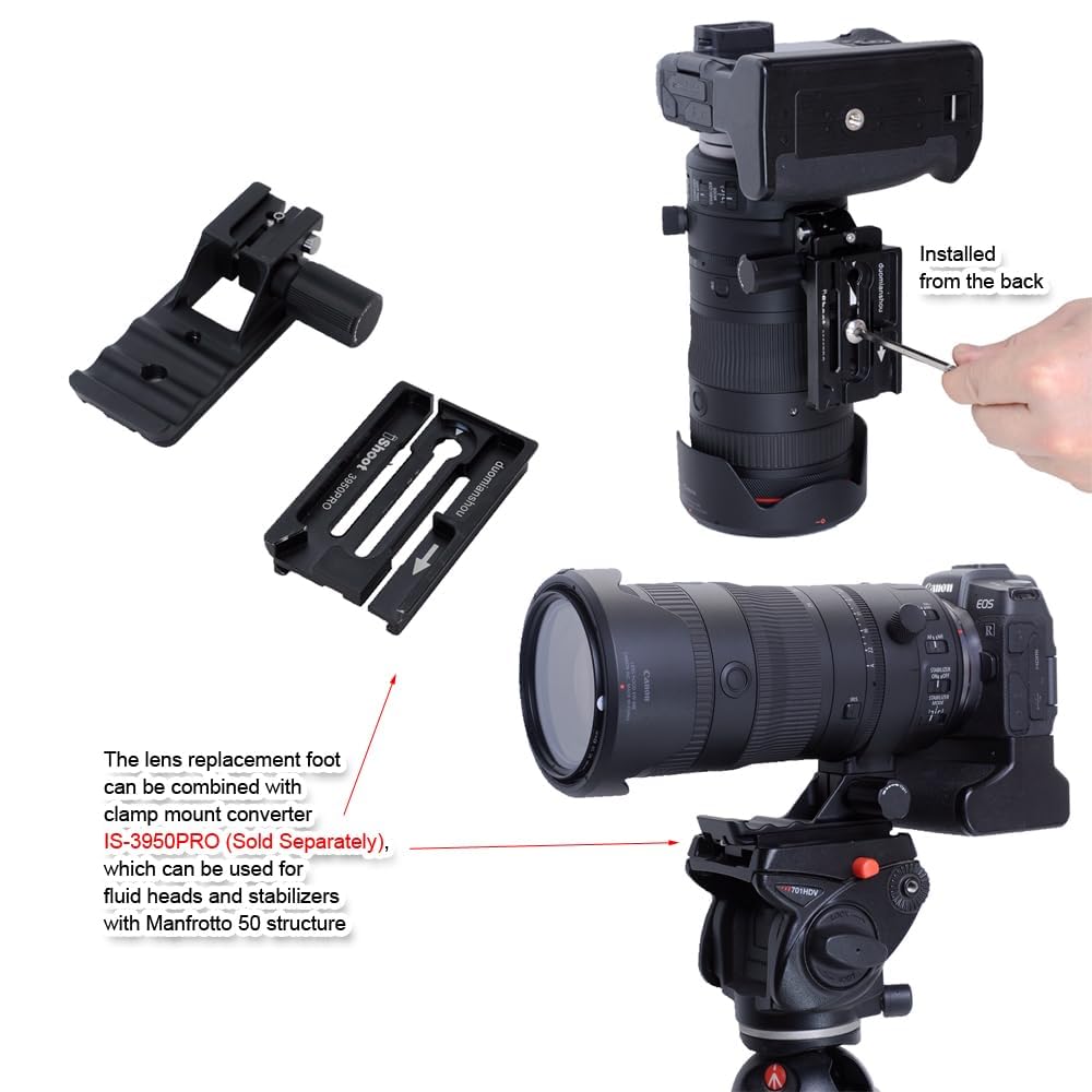 Pied de rechange pour trépied compatible avec objectif Canon RF 24-105 mm F2.8 L IS USM Z, support de support Arca-Swiss Fit plaque à dégagement rapide pour stabilisateur de pince Arca