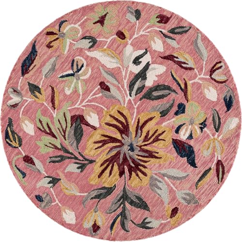 Image of Sifa Carpet Traditional Floral Round Area Rug - Hand-Tufted New Zealand Wool Circular Carpet for Dining Room & Bedroom Weight -60 Pund, Size-10x10 Feet (120x120 Inch Round)