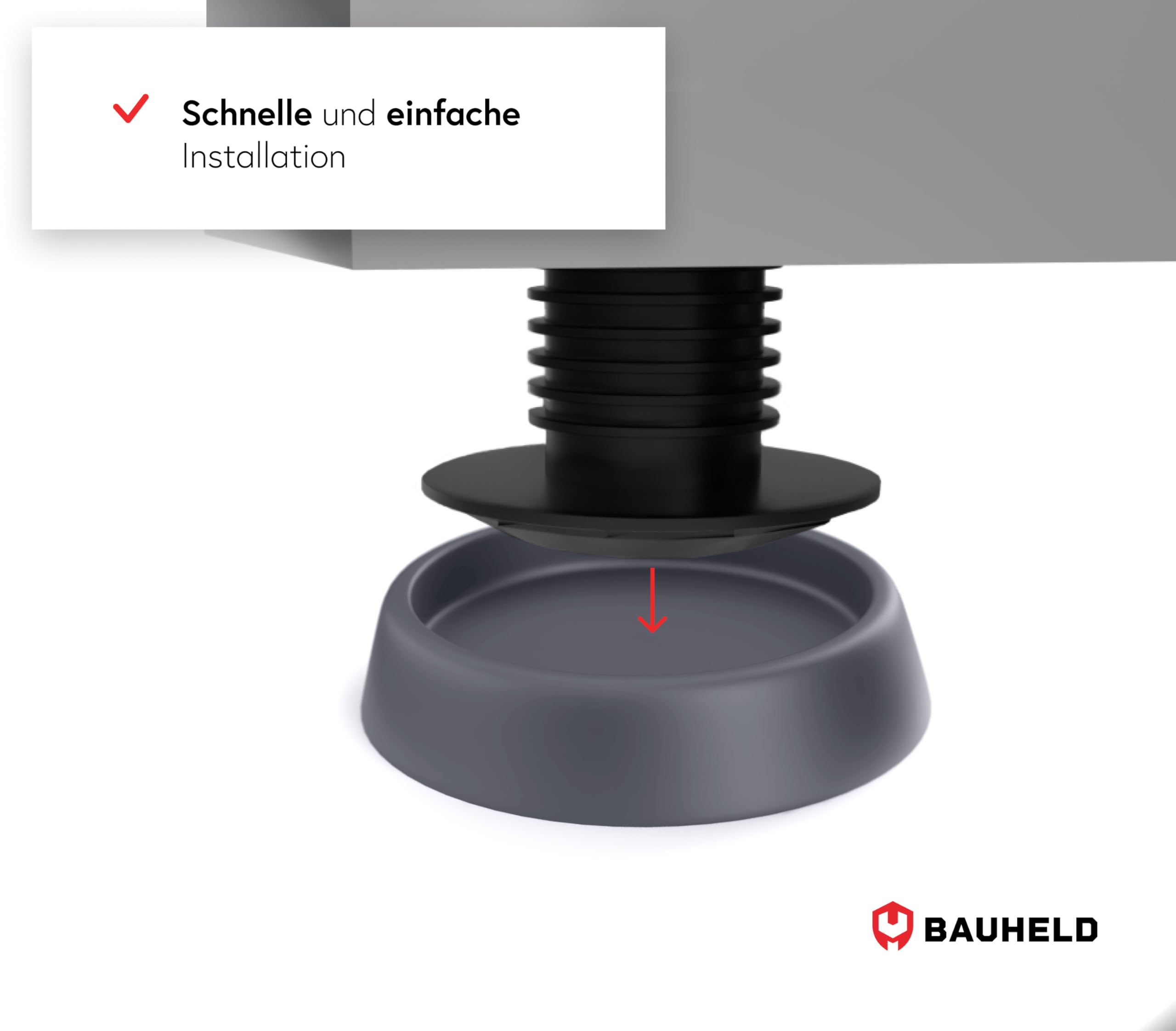 BAUHELD 8x Schwingungsdämpfer Waschmaschine und Trockner [Made in Germany] - Antivibrationsfüße aus Gummi - Vibrationsdämpfer kompatibel mit Bosch, Siemens, AEG - Rutschfeste Unterlage in Grau