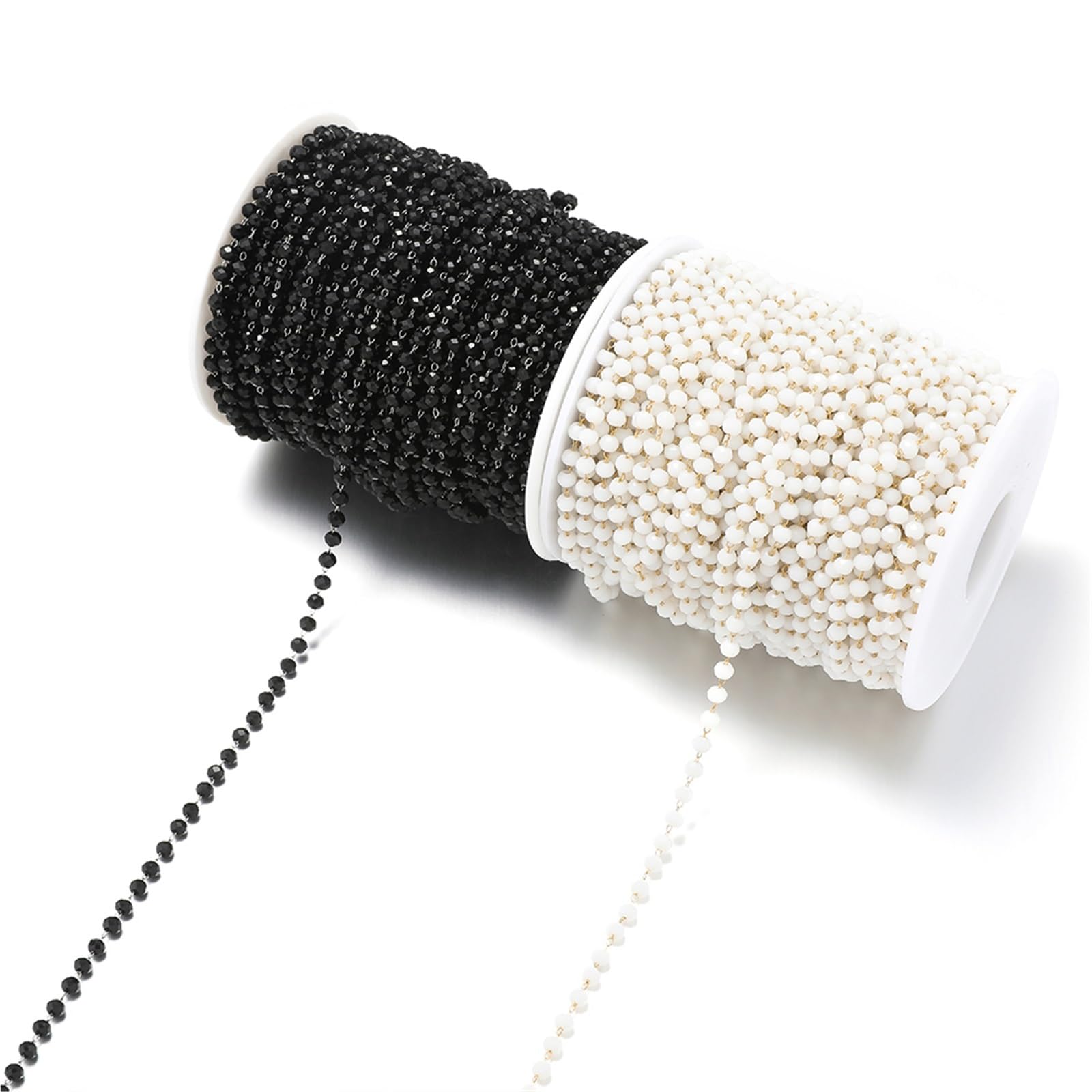 Cadenas Cadena de bolas acero inoxidable 6 metros 3 mm cuentas blancas y negras for hacer joyas DIY(White)