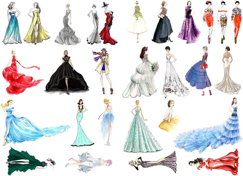 Seasonstorm Ladies Evening Dresses Precut Anti-UV Waterproof Decoration Album Planner Stickers Scrapbooking Diary Sticky Paper Flakes (PK518)