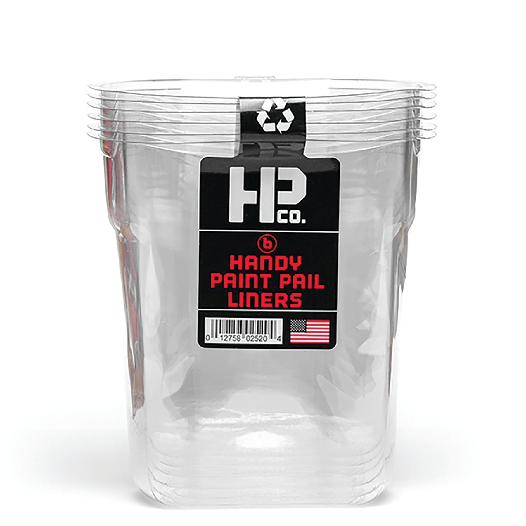 Handy Paint Pail Liner, Holds 32-fl oz of Paint or Stain, Efficient for Clean-ups and Quick Color Changes with Integrated Magnetic Brush Holder, Pack of 6 Liners