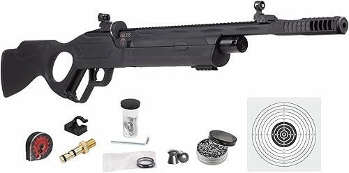 Hatsan Vectis - Rifle de aire con paquete de pellets y 100 objetivos de papel (negro Syn Stock) (.177 Cal + munición) Q