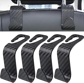 Car Headrest Hook, Universal Car Seat Backrest Hook, Car Back Seat Headrest Holder, Black (Pack of 4)