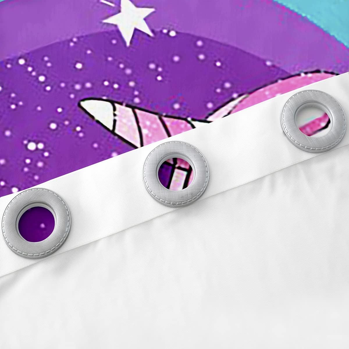 Girls Unicorn Curtain Girls Window Curtains Cute Rainbow Unicorn Print Curtain Kids Cartoon Kawaii Window Curtains Galaxy Stars Fantasy Girls Room Decor Children Unicorn Purple 38"x45",2 Panels